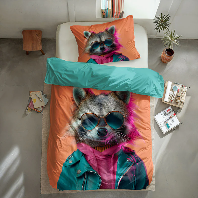 Dekbedovertrek Katoen - Animal Couture  - Racoon - Image 2