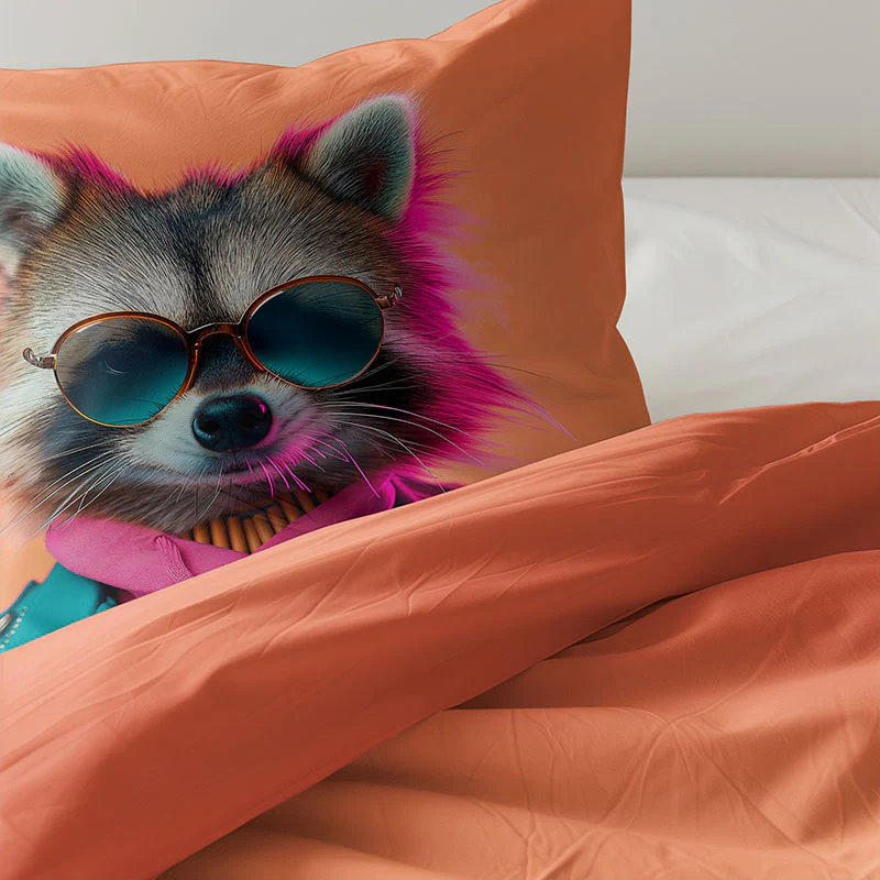Dekbedovertrek Katoen - Animal Couture  - Racoon - Image 3