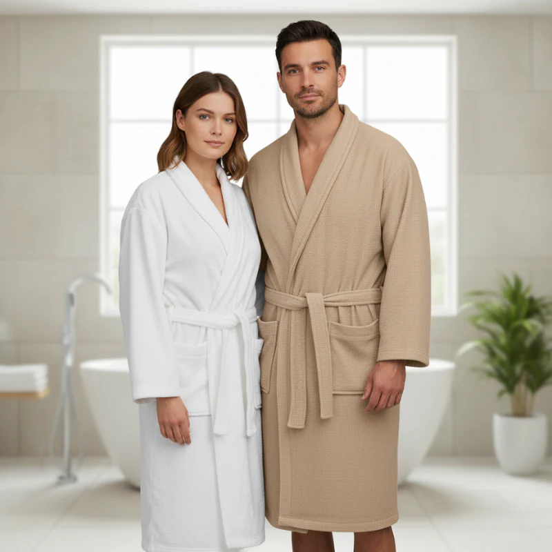 Luxe Badjas Katoen - Beige - Image 3