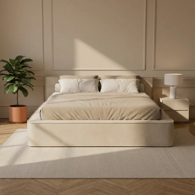 Boxspring met Opbergruimte Amour Tranquility - Velvet - Crème - Image 9