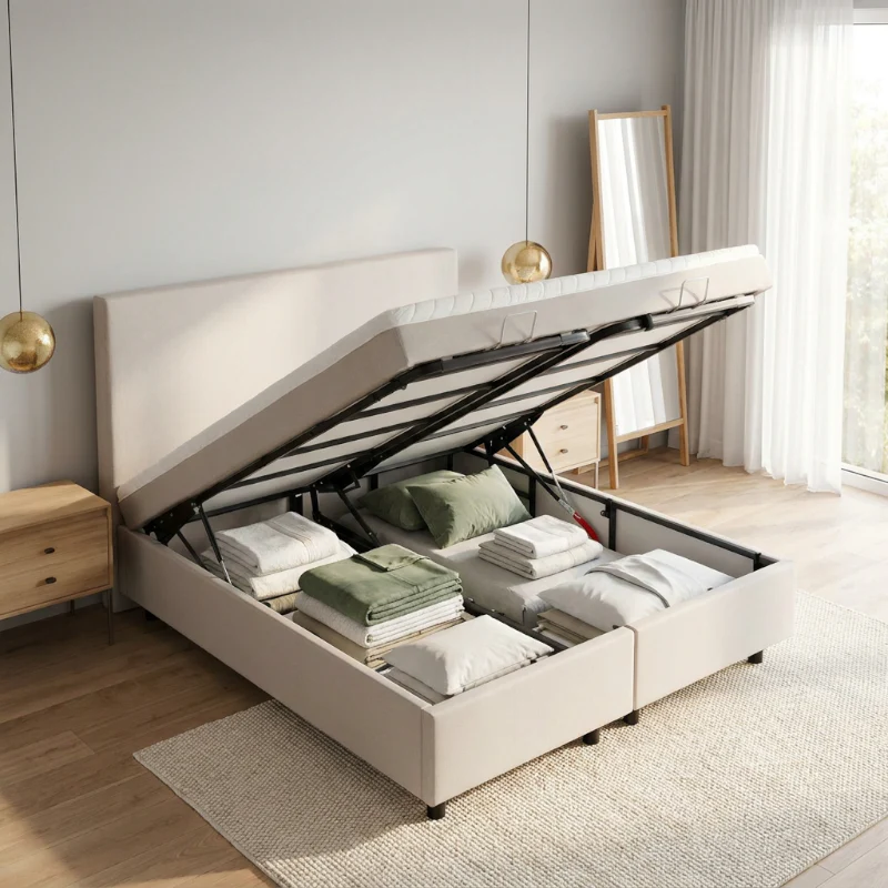 Boxspring Julia met opbergruimte - Beige - Image 2
