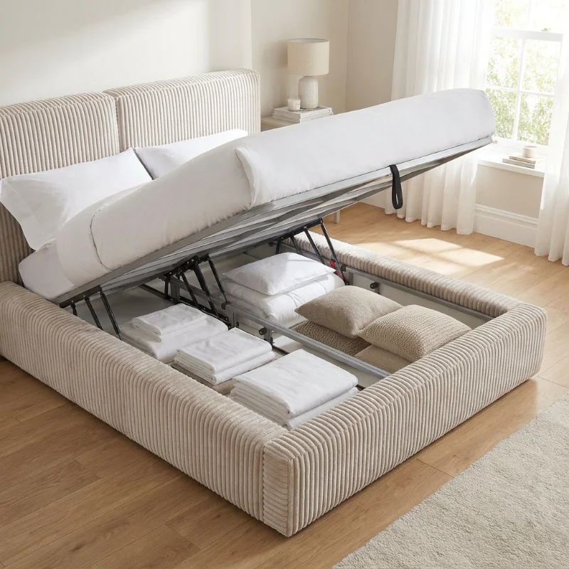 Boxspring met Opbergruimte - Salerno - Teddy Rib - Image 5