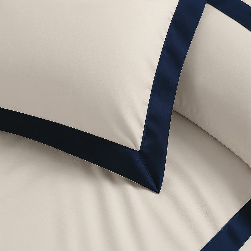 Dekbedovertrek Percale-Katoen Verkoelend - Hotel Emilio - Beige/Navy - Image 4