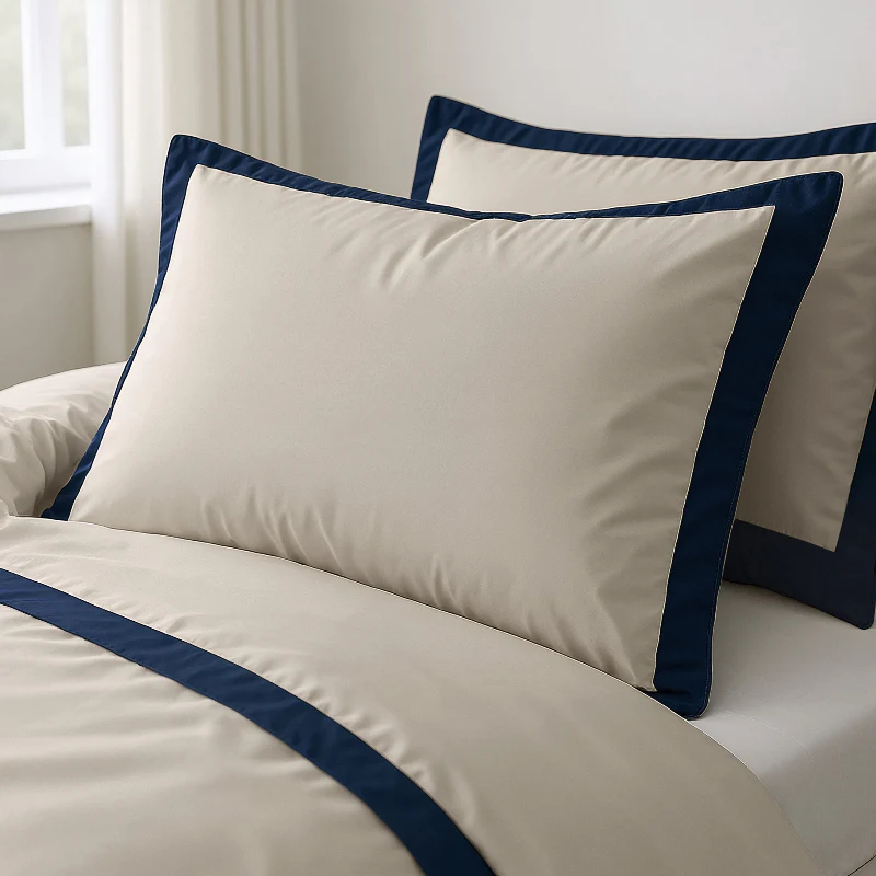 Dekbedovertrek Percale-Katoen Verkoelend - Hotel Emilio - Beige/Navy - Image 5