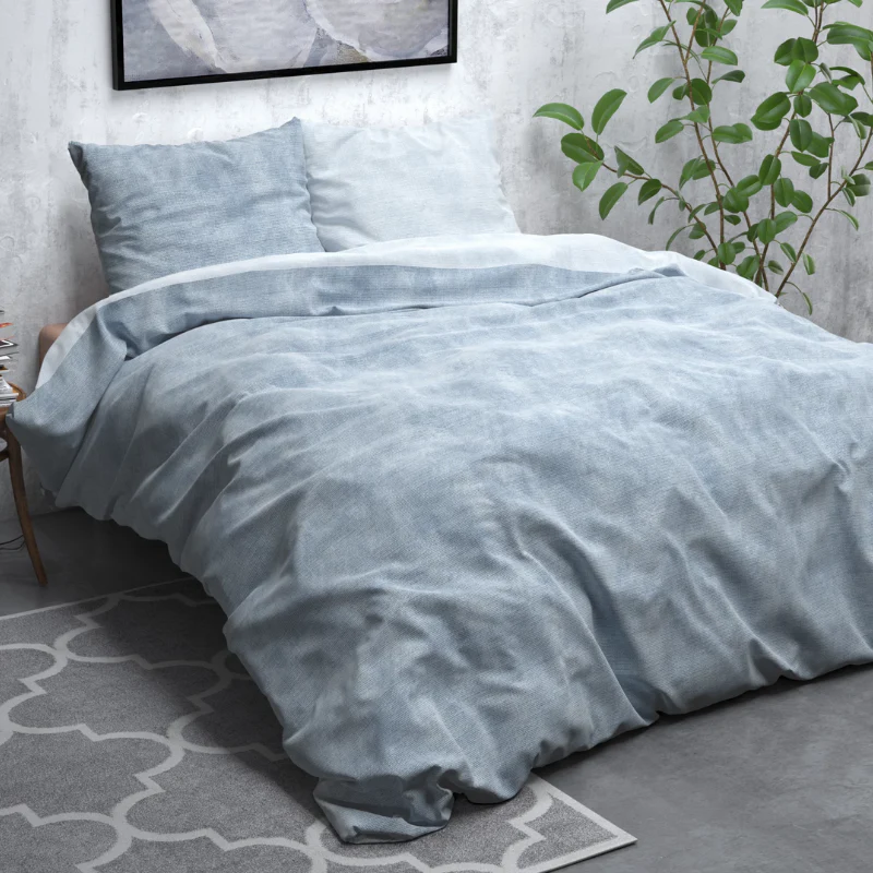 Dekbedovertrek Katoen Flanel - Washed Cotton Blauw - Image 6
