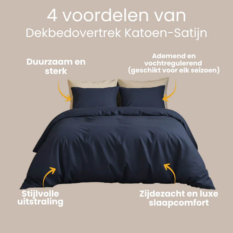 Dekbedovertrek Katoen-Satijn Uni - Navy - Image 2
