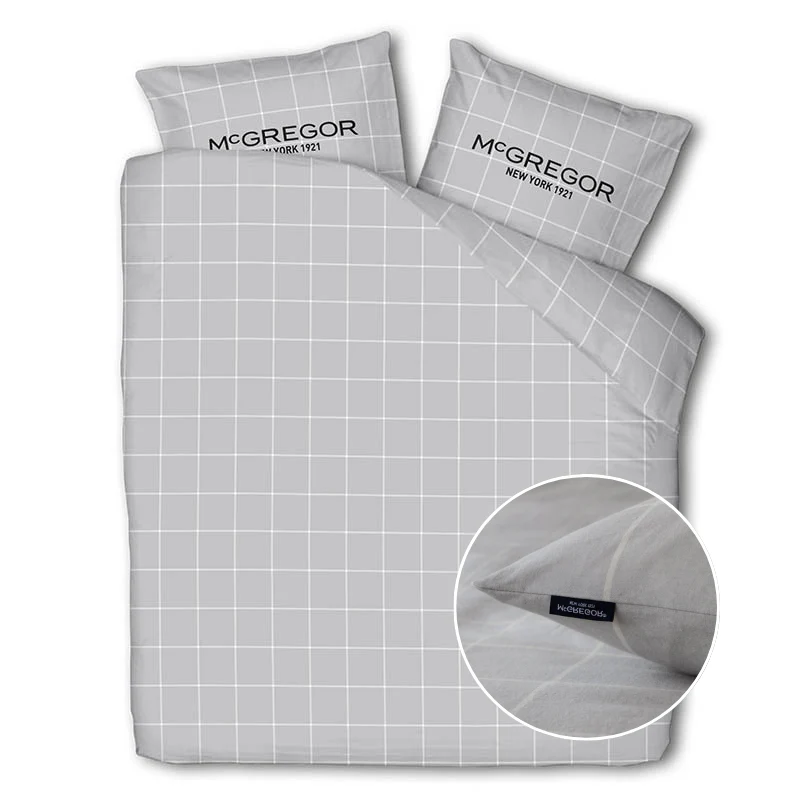 Dekbedovertrek McGregor - Katoen-Flanel - Gray Grid. - Image 3