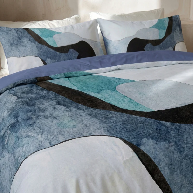 Dekbedovertrek Percale-Katoen Verkoelend - Abstract Marble - Blauw - Image 3