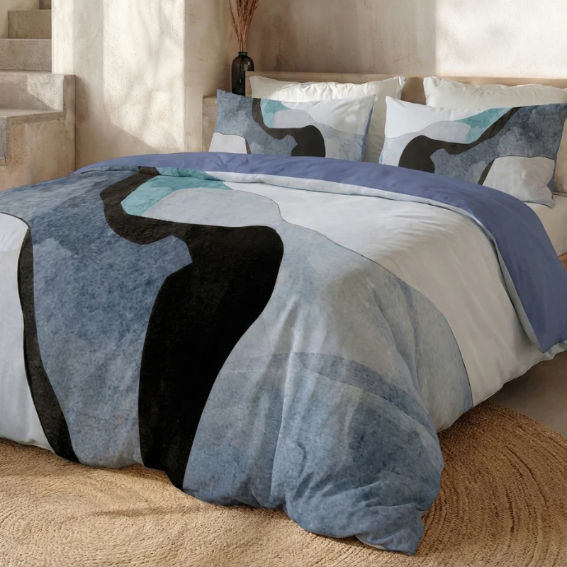 Dekbedovertrek Percale-Katoen Verkoelend - Abstract Marble - Blauw - Image 4