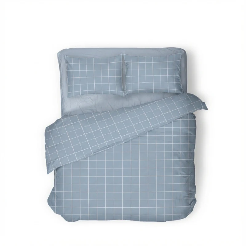 Dekbedovertrek Percale-Katoen Verkoelend - Squared Blauw - Image 2