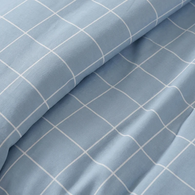 Dekbedovertrek Percale-Katoen Verkoelend - Squared Blauw - Image 4