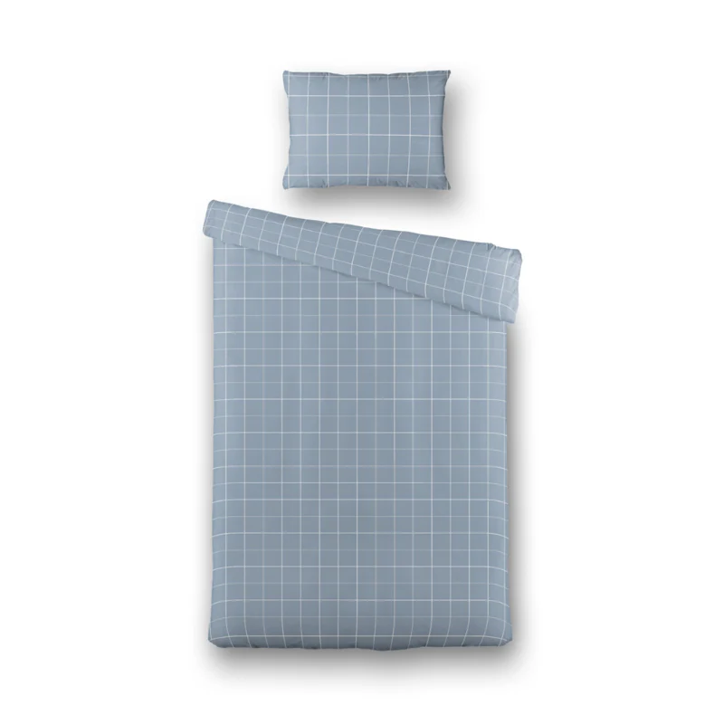 Dekbedovertrek Percale-Katoen Verkoelend - Squared Blauw - Image 5