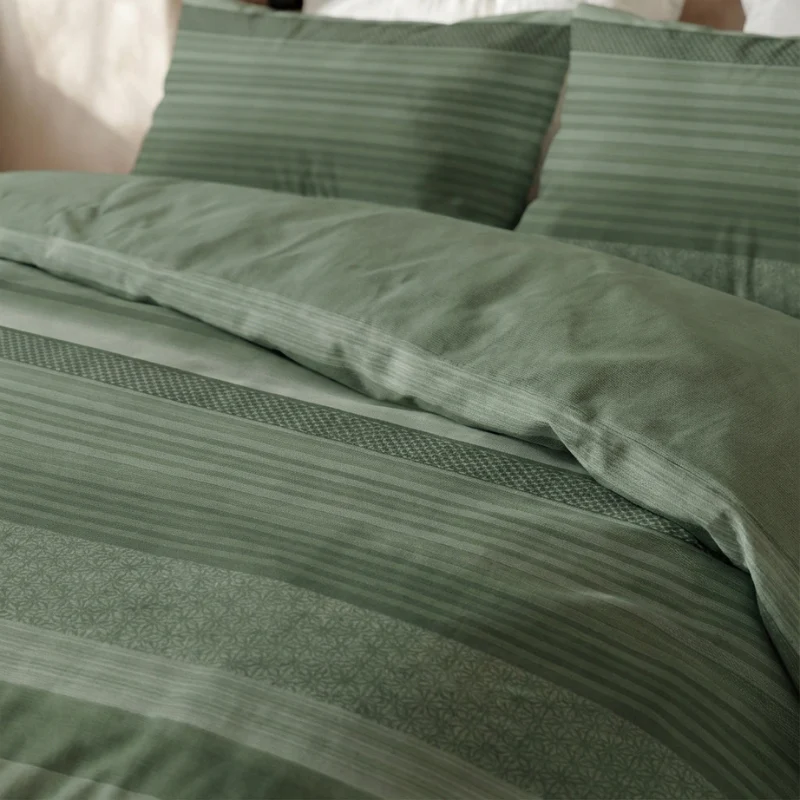 Dekbedovertrek Percale-Katoen Verkoelend - Stripe Olive - Image 3