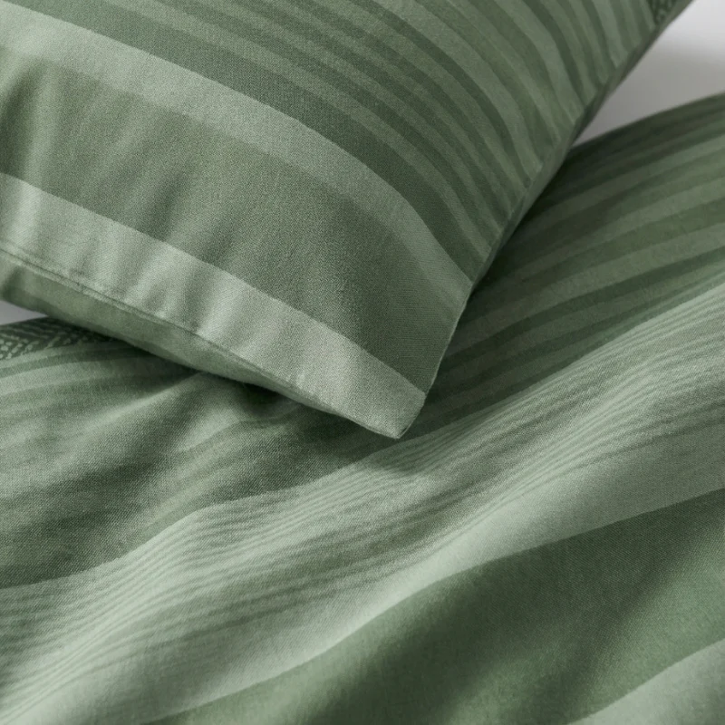 Dekbedovertrek Percale-Katoen Verkoelend - Stripe Olive - Image 5