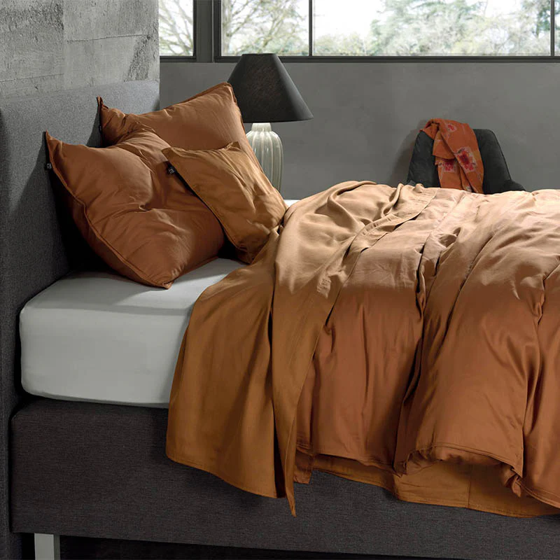 Dekbedovertrek Katoen-Satijn - Satinado - Cognac Brown - Image 4