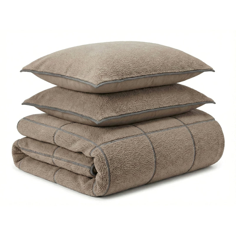 Dekbedovertrek Teddy Trim - Taupe / Antraciet - Image 2