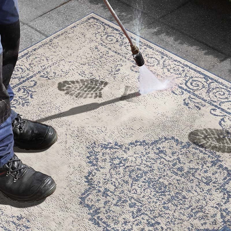 Dubbelzijdig Buitenkleed Triomphe - Blauw/Crème - Image 5