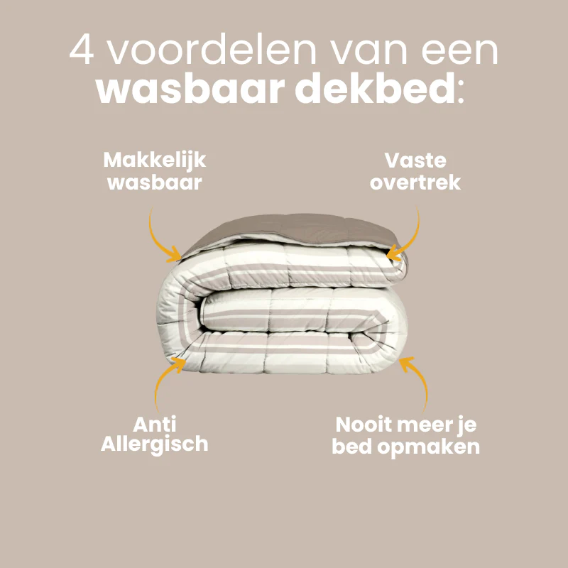 Easy Dekbed Zonder Overtrek - Horizontal Lines - Beige - Image 3