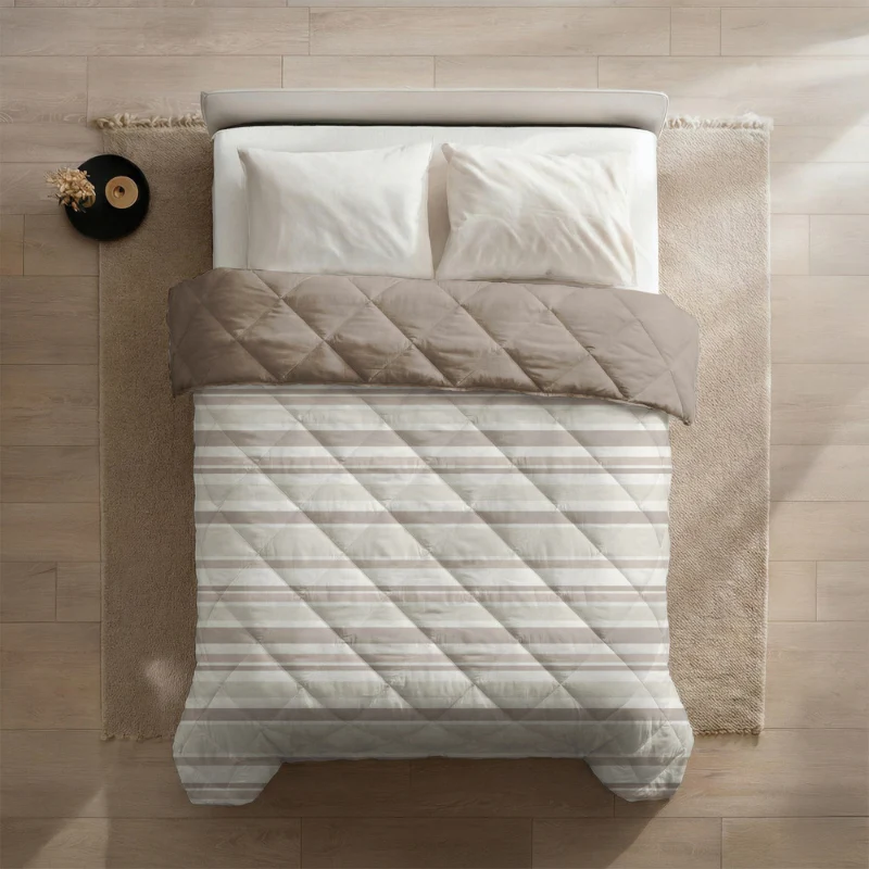 Easy Dekbed Zonder Overtrek - Horizontal Lines - Beige - Image 4