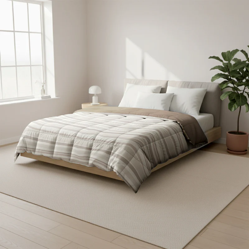 Easy Dekbed Zonder Overtrek - Horizontal Lines - Beige - Image 7