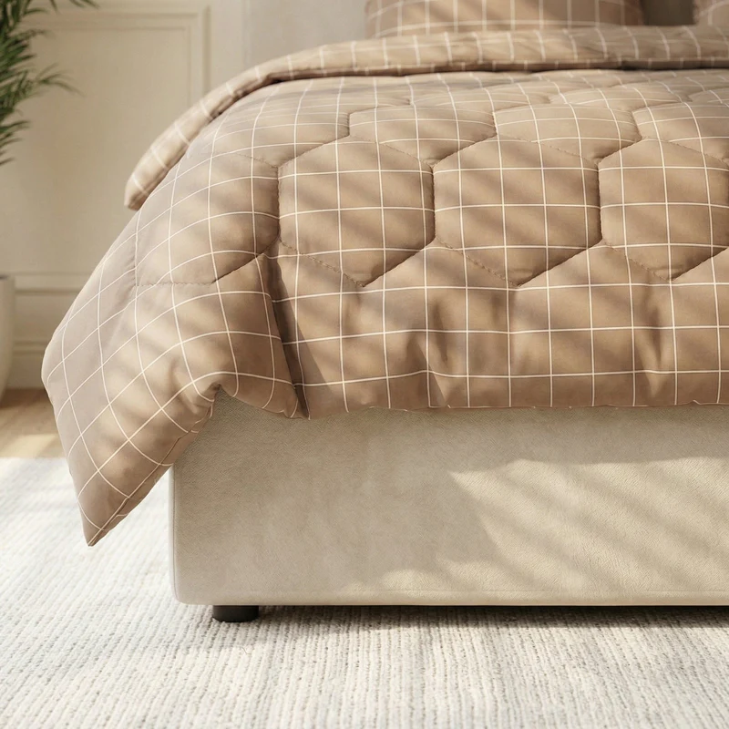 Easy Dekbed Zonder Overtrek - Squares - Taupe - Image 5