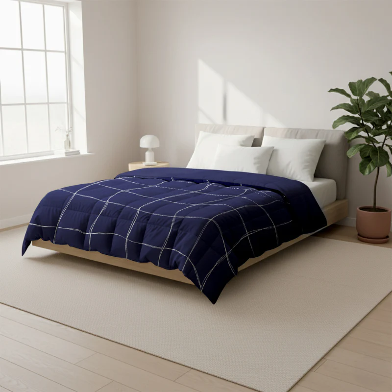 Easy Dekbed Zonder Overtrek - Scribble Squares - Navy - Image 7