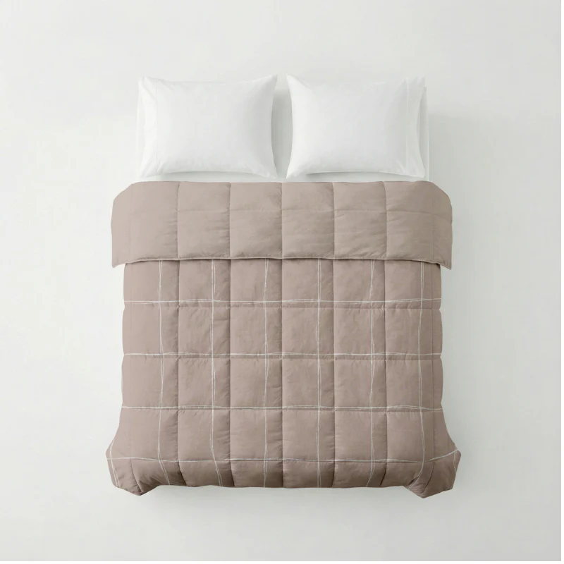 Easy Dekbed Zonder Overtrek - Scribble Squares - Taupe - Image 3