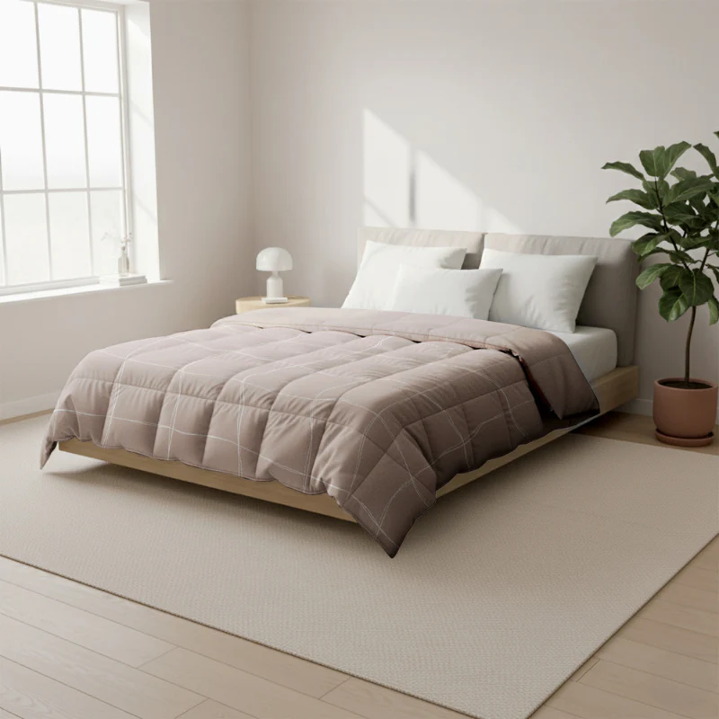 Easy Dekbed Zonder Overtrek - Scribble Squares - Taupe - Image 7
