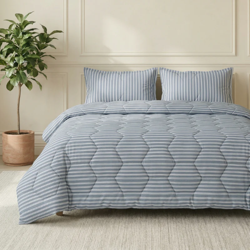 Easy Dekbed Zonder Overtrek - Double Stripe - Blauw - Image 2