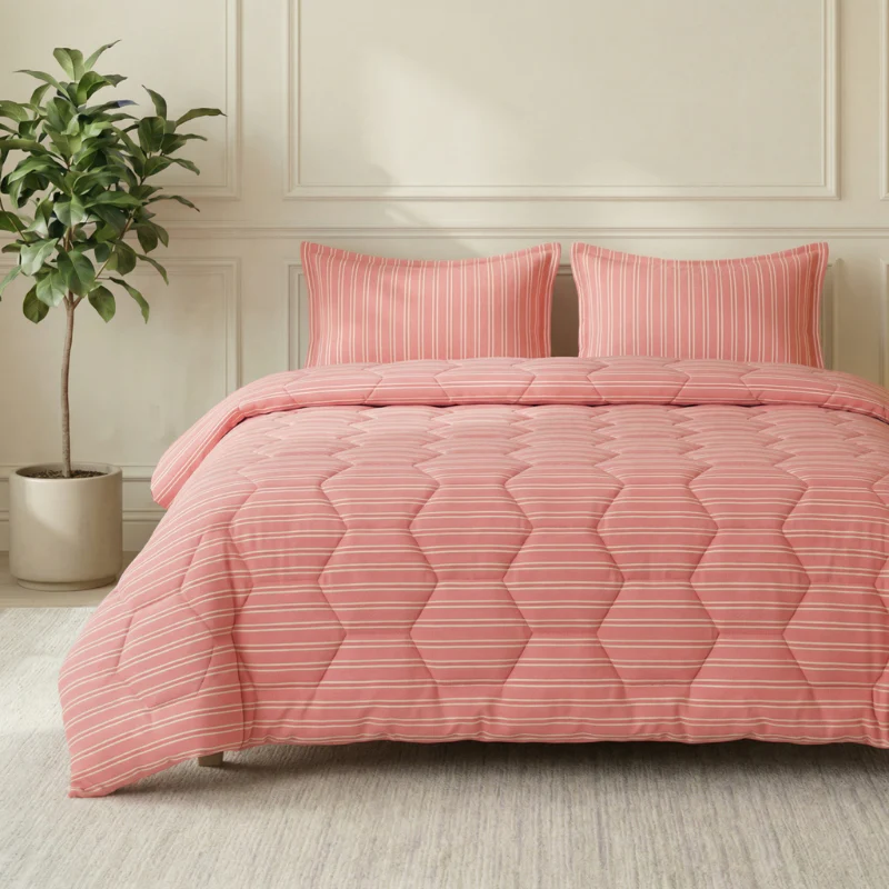 Easy Dekbed Zonder Overtrek - Double Stripe - Roze - Image 2