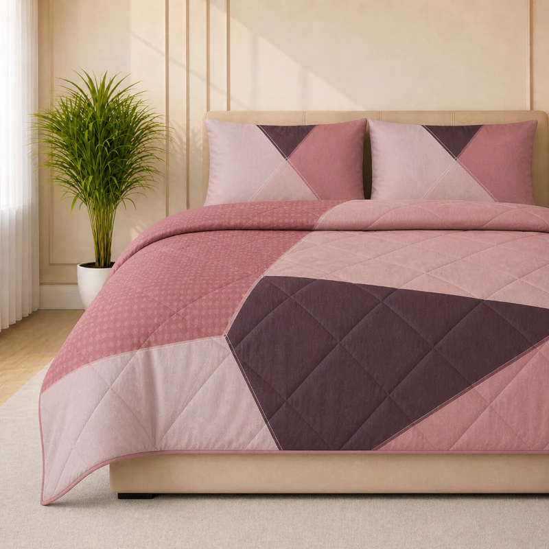 Easy Dekbed Zonder Overtrek Triangular Bliss - Roze - Image 2