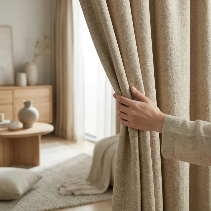 Gordijnen met Linnen Look - Haken - Beige - Image 5