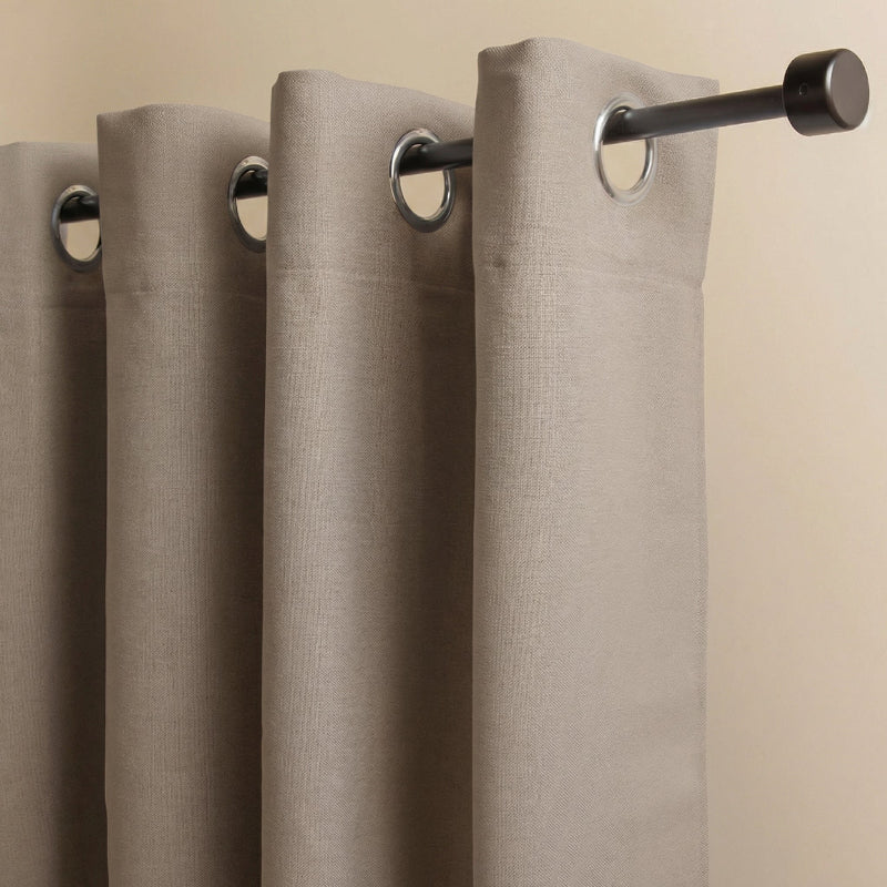 Gordijnen met Linnen Look - Ringen - Taupe - Image 4