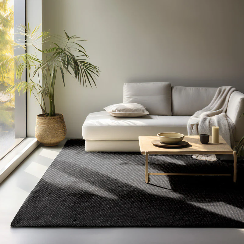 Handgeweven Jute Vloerkleed - Zwart - Image 3