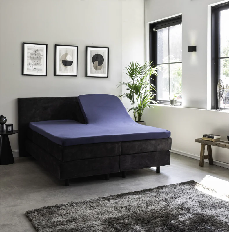 Splittopper Hoeslaken - Egyptisch Katoen Stretch - Navy - Image 2