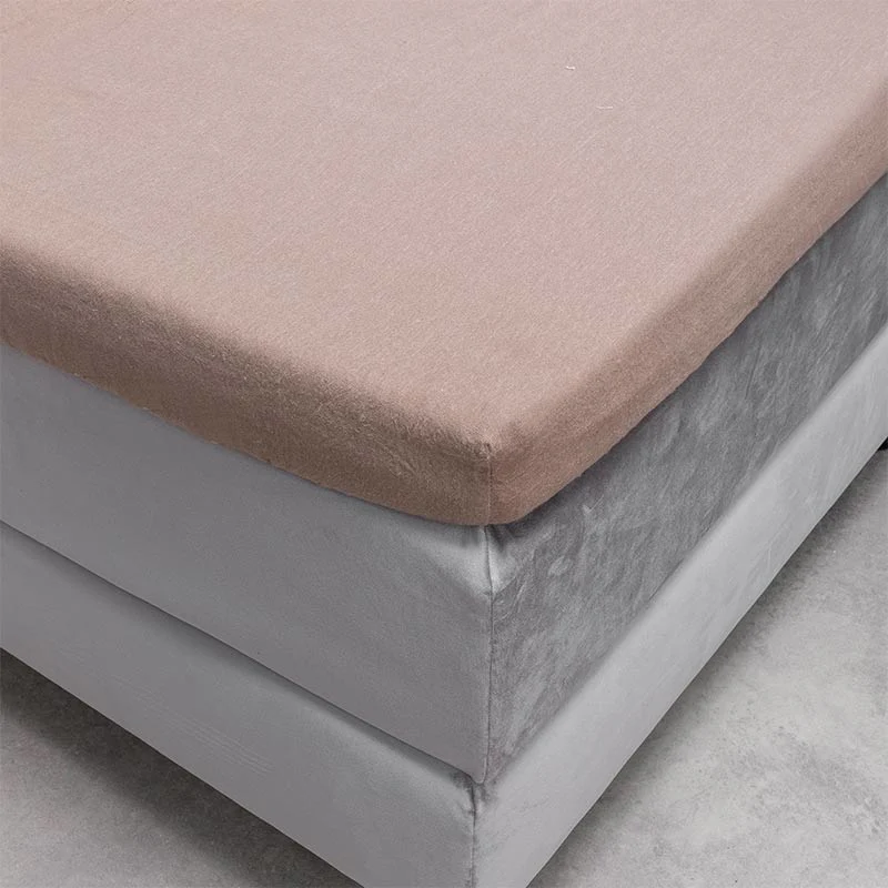 Splittopper Hoeslaken Katoen Flanel - Taupe - Image 3