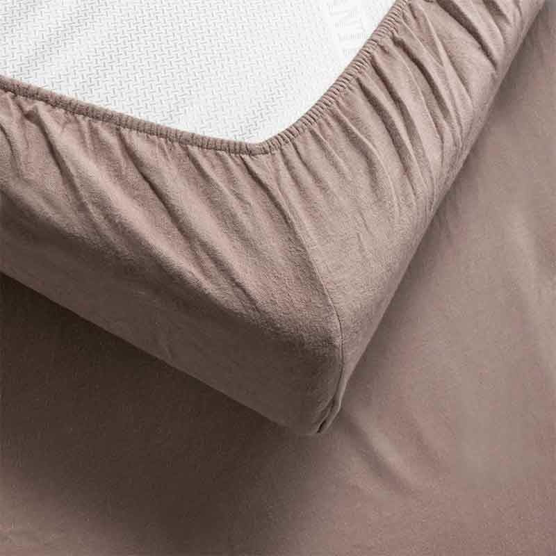 Splittopper Hoeslaken Katoen Flanel - Taupe - Image 4