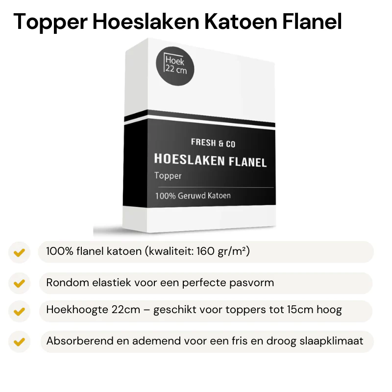 Topper Hoeslaken Katoen Flanel - Wit - Image 2