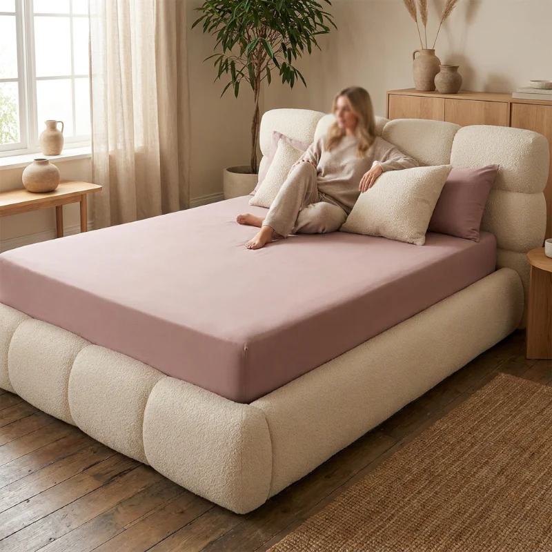 Hoeslaken Katoen - Jersey Stretch - Oud Roze - Image 2