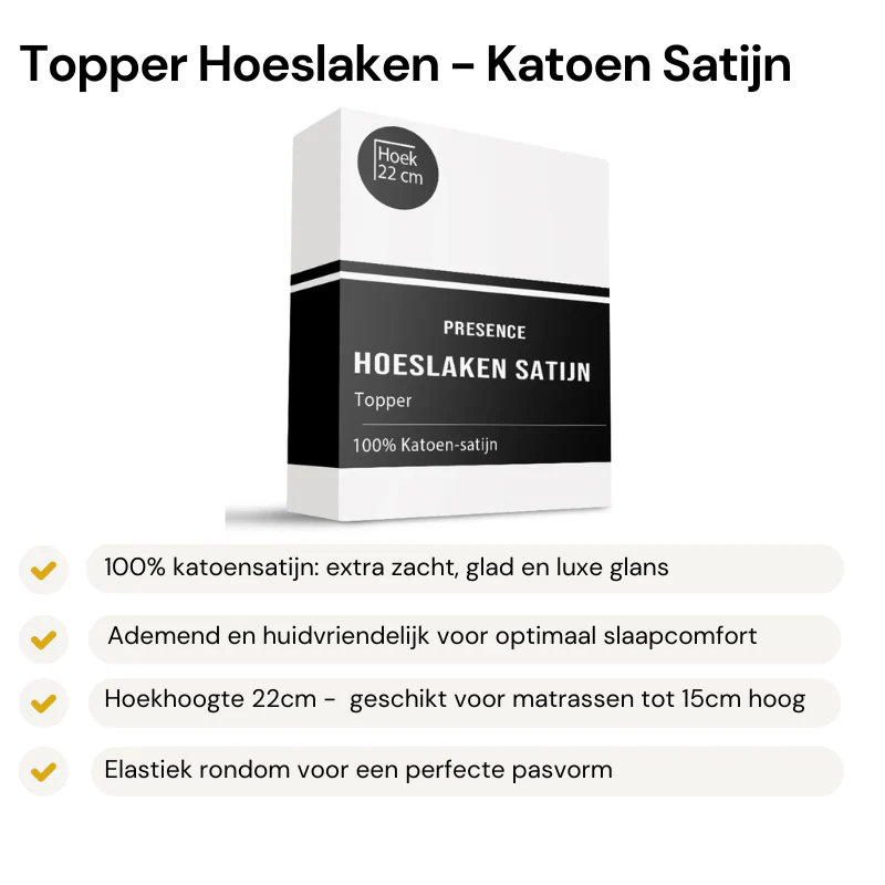 Topper Hoeslaken - Katoen Satijn - Wit - Image 4