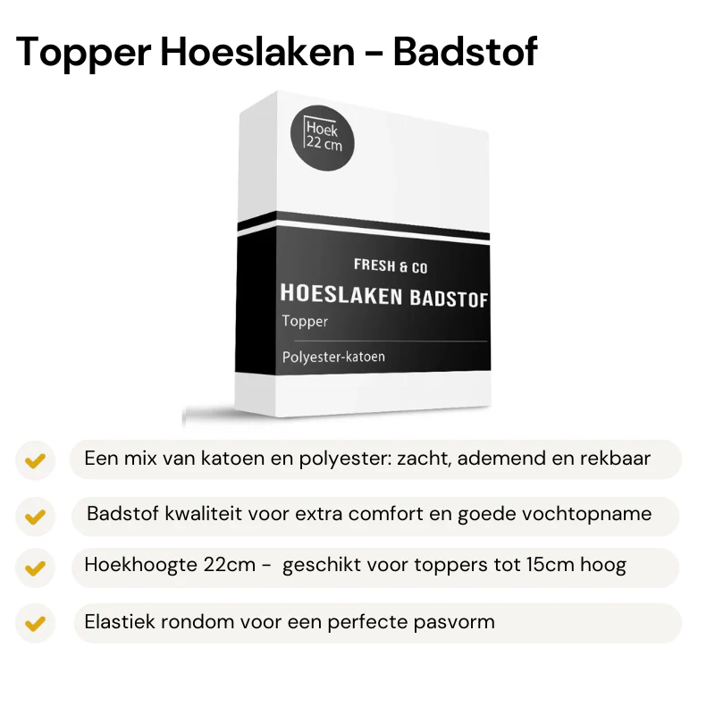 Topper Hoeslaken - Badstof - Wit - Image 5