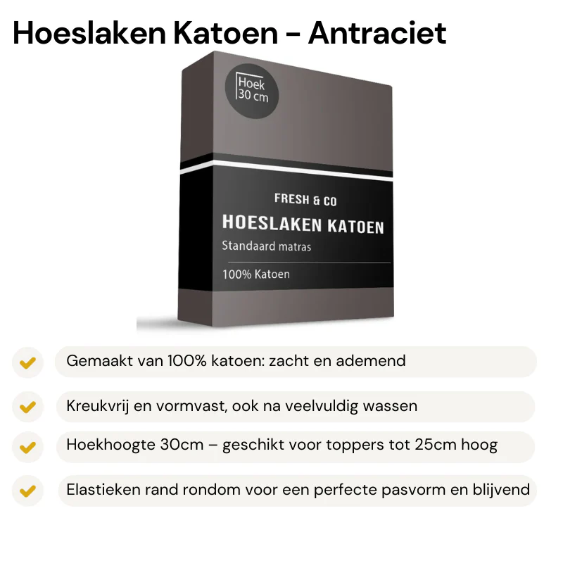 Hoeslaken Verkoelend - Katoen - Antraciet - Image 4