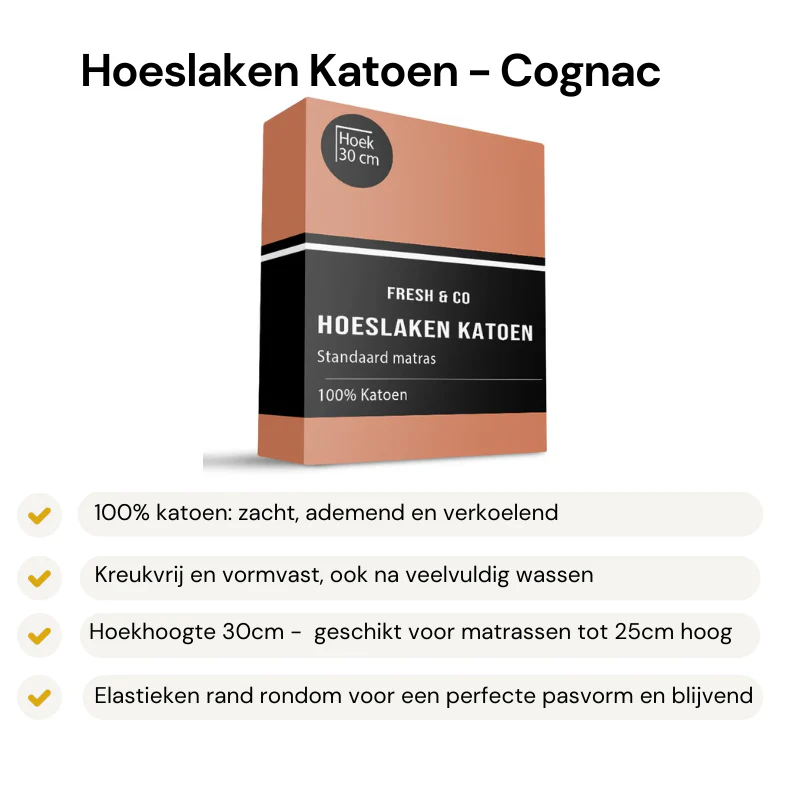Hoeslaken Verkoelend -  Katoen - Cognac - Image 2