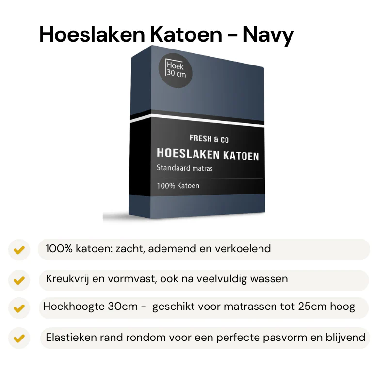Hoeslaken  Verkoelend -  Katoen - Navy - Image 2