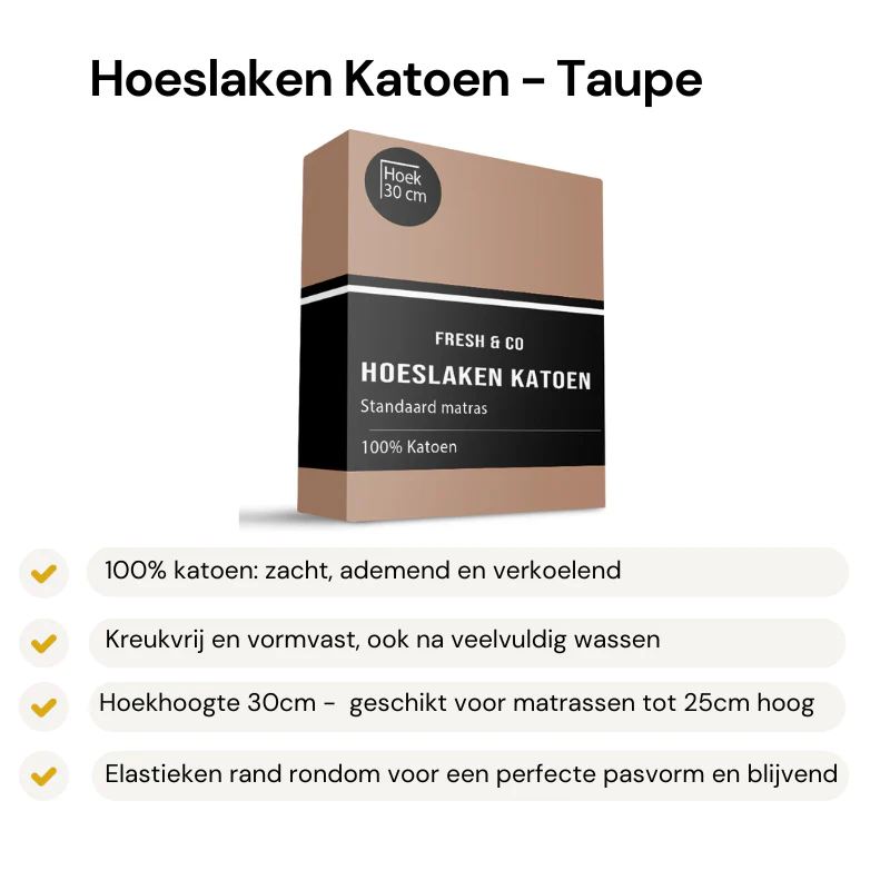 Hoeslaken Verkoelend -  Katoen - Taupe - Image 2