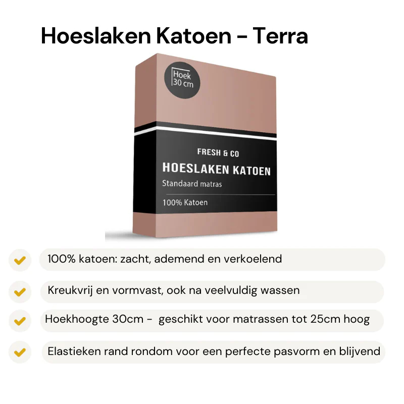 Hoeslaken Verkoelend -  Katoen - Terra - Image 2
