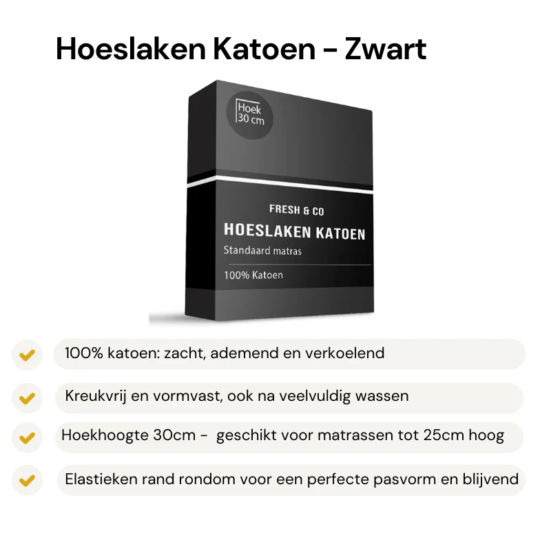 Hoeslaken Verkoelend - Katoen - Zwart - Image 2