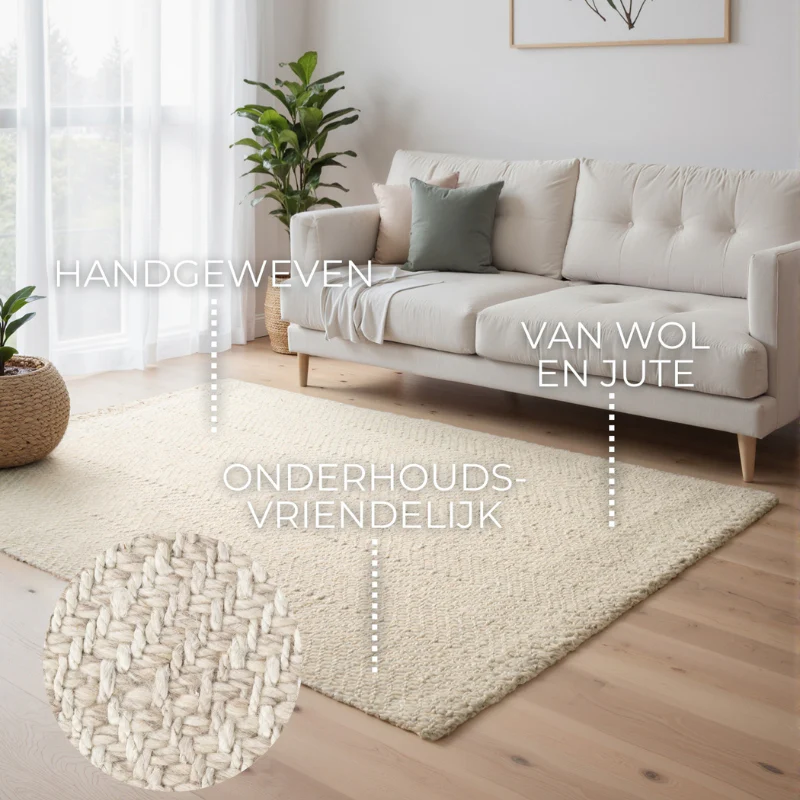 Jute Wol Vloerkleed - Naturel - Image 2