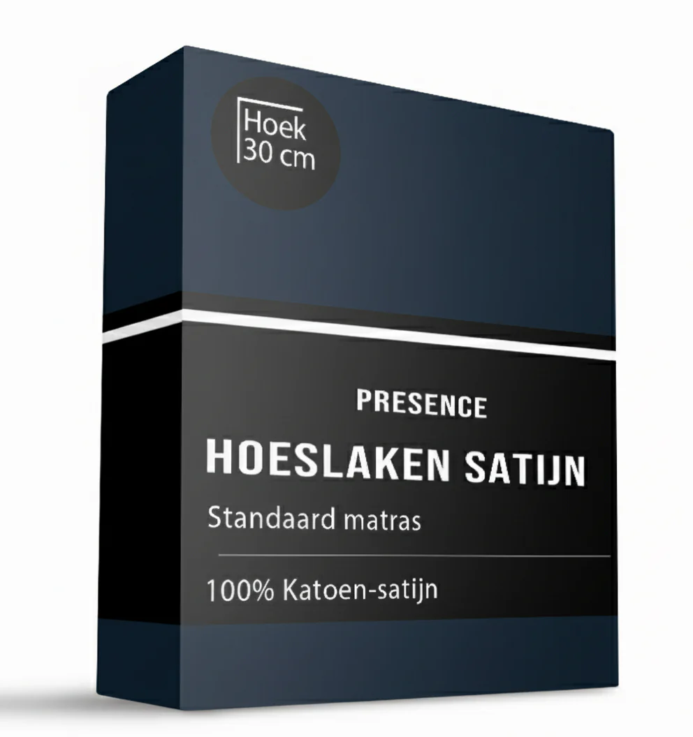 Katoen Satijn Uni Dekbedovertrek + Hoeslaken - Navy - Image 4