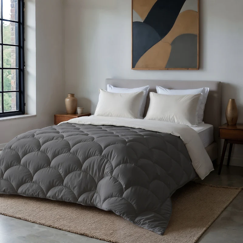 Lazy Dekbed Zonder Overtrek - Double Face - Antraciet/Off White - Image 10